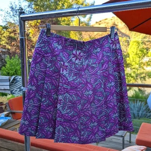 Vintage RareBanana Republic SILK Pleated Paisley Skirt Purple Pink Floral Sz 0 - Picture 1 of 4